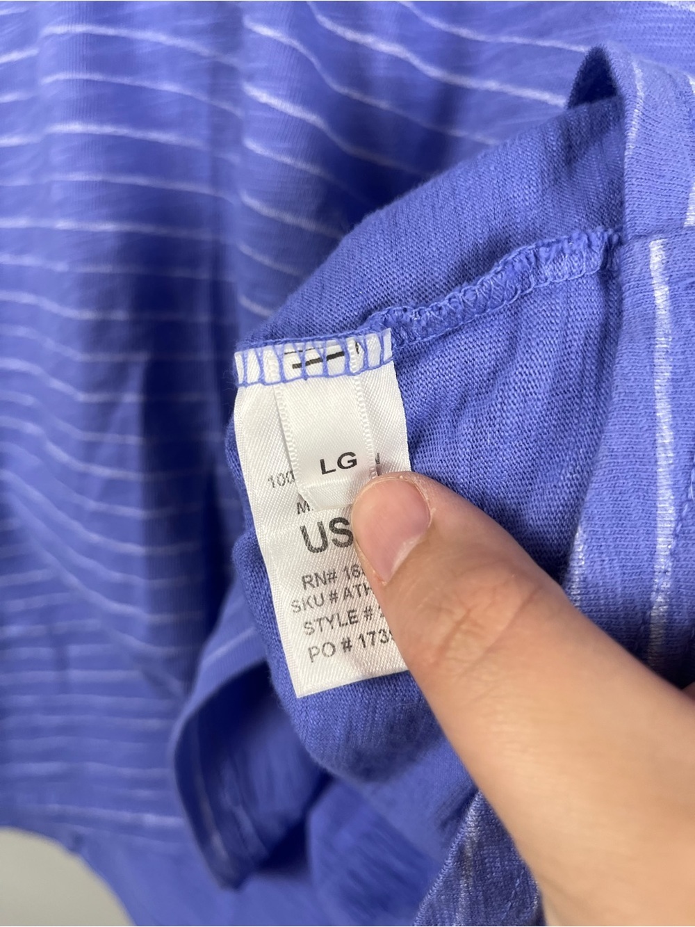 Fresh produce Ocean Stripe Buttonside Henley in Peri purple white size large - Picture 5 of 9